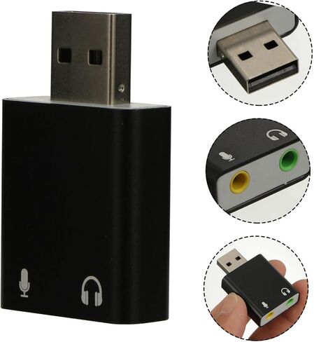 Channel USB External Sound Card Adapter with Headphone and Microphone Jack Aluminum Alloy USB Stereo Audio Adapter for Laptop and Desktop Plug and Play Portable Replacement for in Saudi Arabia