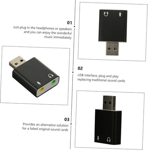 Channel USB External Sound Card Adapter with Headphone and Microphone Jack Aluminum Alloy USB Stereo Audio Adapter for Laptop and Desktop Plug and Play Portable Replacement for in Saudi Arabia