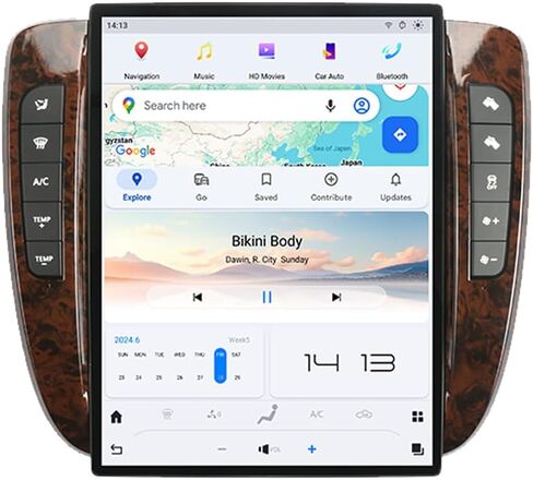 راديو سيارة Qualcomm Android مقاس 14 بوصة لسيارة GMC Yukon Chevy Silverado Suburban Tahoe 2007-2013 شاشة تعمل باللمس Carplay GPS Navigation ترقية استبدال وحدة رأس ستيريو (AC تلقائي) in Kuwait