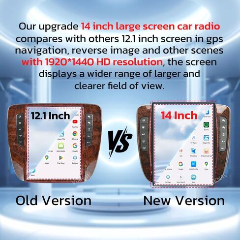 راديو سيارة Qualcomm Android مقاس 14 بوصة لسيارة GMC Yukon Chevy Silverado Suburban Tahoe 2007-2013 شاشة تعمل باللمس Carplay GPS Navigation ترقية استبدال وحدة رأس ستيريو (AC تلقائي) in Kuwait