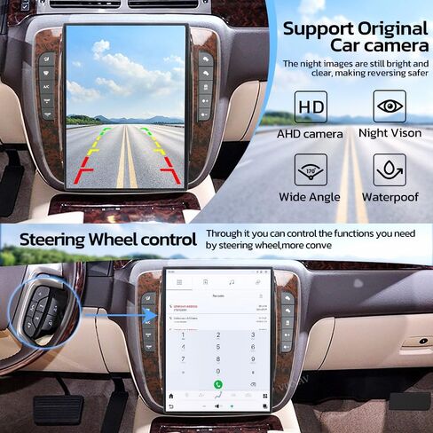 راديو سيارة Qualcomm Android مقاس 14 بوصة لسيارة GMC Yukon Chevy Silverado Suburban Tahoe 2007-2013 شاشة تعمل باللمس Carplay GPS Navigation ترقية استبدال وحدة رأس ستيريو (AC تلقائي) in Kuwait