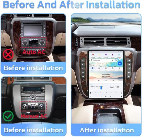 راديو سيارة Qualcomm Android مقاس 14 بوصة لسيارة GMC Yukon Chevy Silverado Suburban Tahoe 2007-2013 شاشة تعمل باللمس Carplay GPS Navigation ترقية استبدال وحدة رأس ستيريو (AC تلقائي) in Kuwait