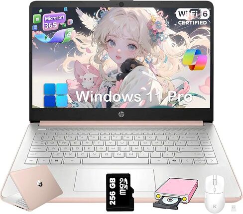 HP 2025 14 inch Everyday Laptop Computer for Student & Business - AI-Powered 1-Y Office 365 • Intel Quad-Core CPU • Ultra-Light • 16G RAM • 384G Storage (128G UFS+256G SD Card) • Win 11 Pro • Green in Saudi Arabia