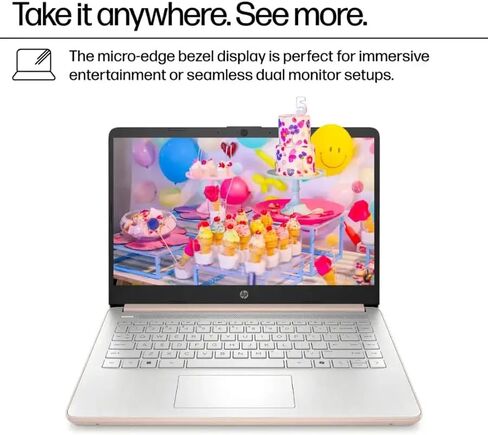 HP 2025 14 inch Everyday Laptop Computer for Student & Business - AI-Powered 1-Y Office 365 • Intel Quad-Core CPU • Ultra-Light • 16G RAM • 384G Storage (128G UFS+256G SD Card) • Win 11 Pro • Green in Saudi Arabia
