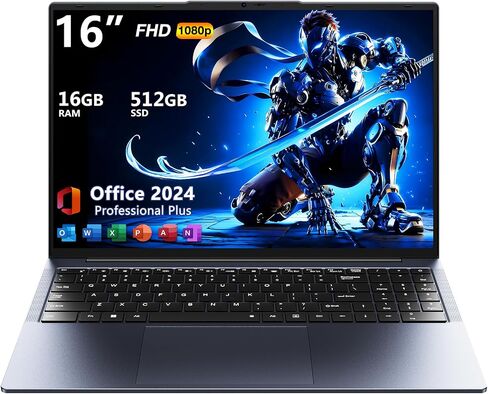 كمبيوتر محمول Core i5 مقاس 16 بوصة، وذاكرة وصول عشوائي 16 جيجابايت، ومحرك أقراص SSD سعة 512 جيجابايت، وMS Office 2024، وشاشة IPS (1920 × 1200) 16:10، وكمبيوتر محمول Win 11 Pro مزود بتقنية BT5.0 Wi-Fi، و3xUSB A، وHDMI، وRJ45، ولوحة مفاتيح بإضاءة خلفية، رما in Saudi Arabia