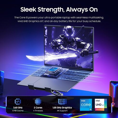 كمبيوتر محمول Core i5 مقاس 16 بوصة، وذاكرة وصول عشوائي 16 جيجابايت، ومحرك أقراص SSD سعة 512 جيجابايت، وMS Office 2024، وشاشة IPS (1920 × 1200) 16:10، وكمبيوتر محمول Win 11 Pro مزود بتقنية BT5.0 Wi-Fi، و3xUSB A، وHDMI، وRJ45، ولوحة مفاتيح بإضاءة خلفية، رما in Saudi Arabia