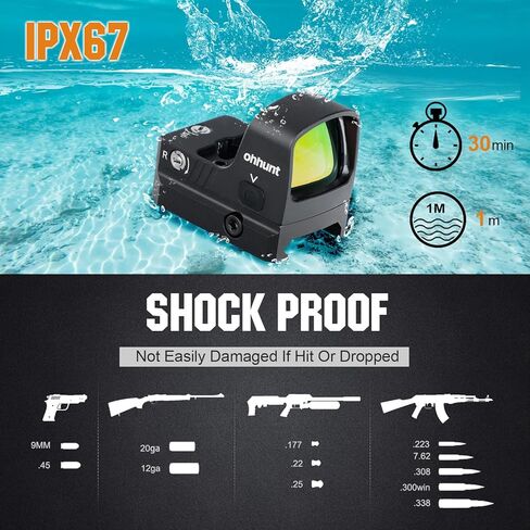 Ohhunt RD U2 3 MOA منظر نقطة حمراء لبصمة RMR وتركيب Picatinny 1X24X20mm Micro Shake Awake Red Reflex البصر 10 مستويات سطوع in Kuwait