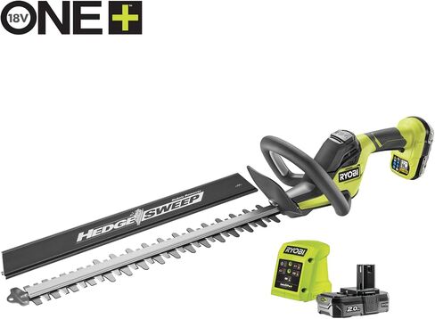 Mildhug RYOBI 18 V ONE+ Akku-Heckenschere RY18HT50A-120 (Schnittgeschwindigkeit 1350 U/min، Messerlänge 50 cm، 24 mm Messerabstand، INKL. 1x 2,0Ah Akku وشحن في الكرتون) in Saudi Arabia