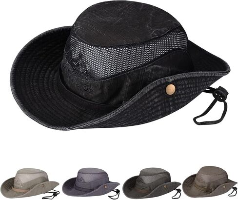 Obling Sun Hat for Men Women, Fishing Hat UPF 50 Wide Brim Bucket Hat Safari Boonie Hat in Kuwait
