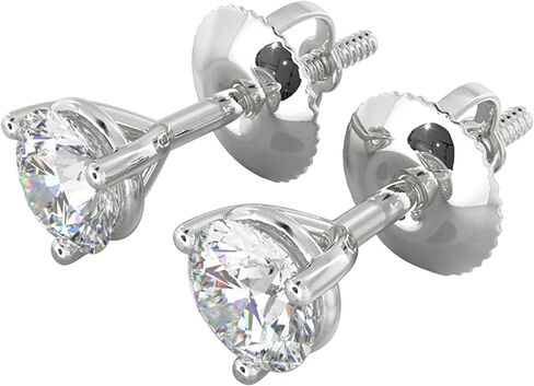 أقراط مرصعة بالماس الطبيعي الحقيقي مع برغي آمن للنساء والرجال، أقراط مرصعة بالألماس من الذهب عيار 14 قيراط in Kuwait