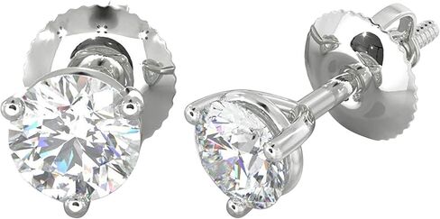 أقراط مرصعة بالماس الطبيعي الحقيقي مع برغي آمن للنساء والرجال، أقراط مرصعة بالألماس من الذهب عيار 14 قيراط in Kuwait