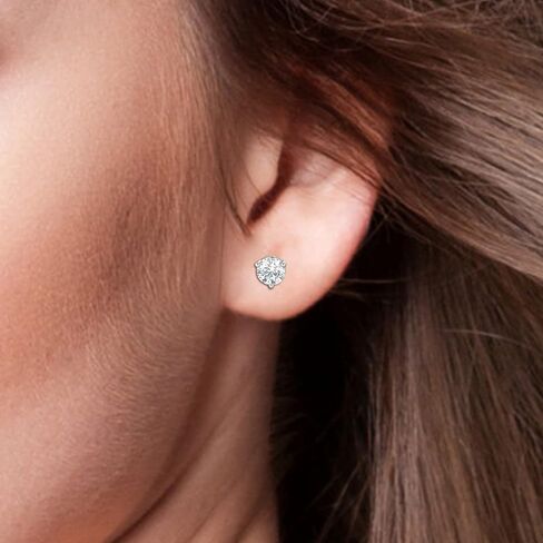 أقراط مرصعة بالماس الطبيعي الحقيقي مع برغي آمن للنساء والرجال، أقراط مرصعة بالألماس من الذهب عيار 14 قيراط in Kuwait