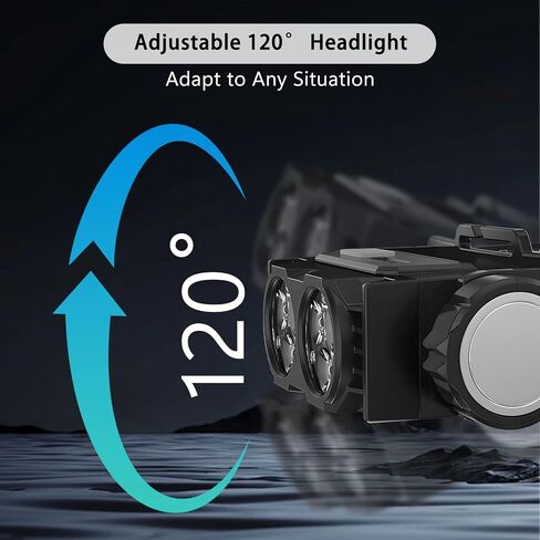2-Pack LED Headlamp Rechargeable – Super Bright Magnetic Headlight with Type-C Fast Charging, Waterproof, Real-Time Power, Lightweight, 120° Adjustable Beam, Compact for Camping, Hiking, Work, Black in Saudi Arabia