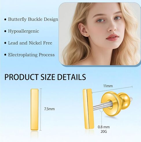Limerencia Hypoallergenic Titanium stud earrings, F136 Implant Grade pure Titanium Studs for Women Men Sensitive Ears in Saudi Arabia