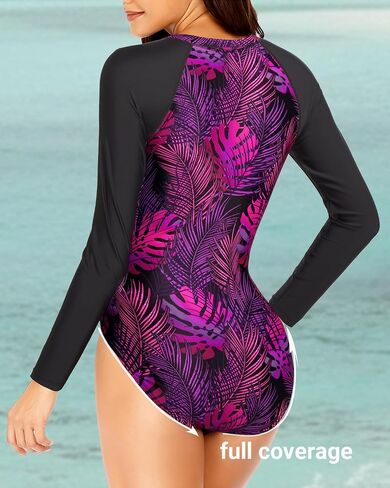 Daci Women Long Sleeve Rash Guard One Piece Zipper Swimsuit Surfing Bathing Suit UPF 50 in Kuwait