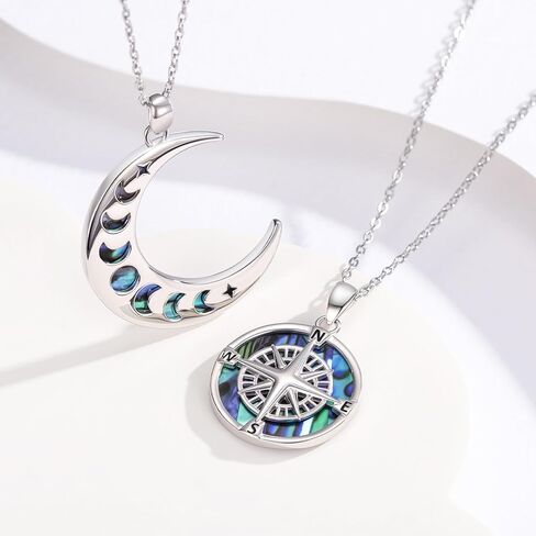 Yin Yang Matching Necklace Sterling Silver Sun and Moon Necklace Tree of Life Necklace Couples Necklace Set Matching Necklace for Couples Yin Yang Pendant Couples Necklace for Friend Him and Her in Kuwait