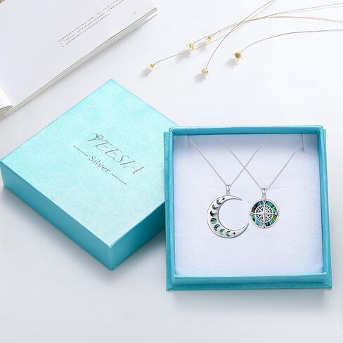 Yin Yang Matching Necklace Sterling Silver Sun and Moon Necklace Tree of Life Necklace Couples Necklace Set Matching Necklace for Couples Yin Yang Pendant Couples Necklace for Friend Him and Her in Kuwait