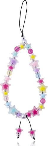 Phone Charms Strap, Star Beaded Star Cell Phone Beaded Wrist Lanyard Wrist Strap Handmade Case Chain String for Women Gifts (Muti-Color) in Saudi Arabia