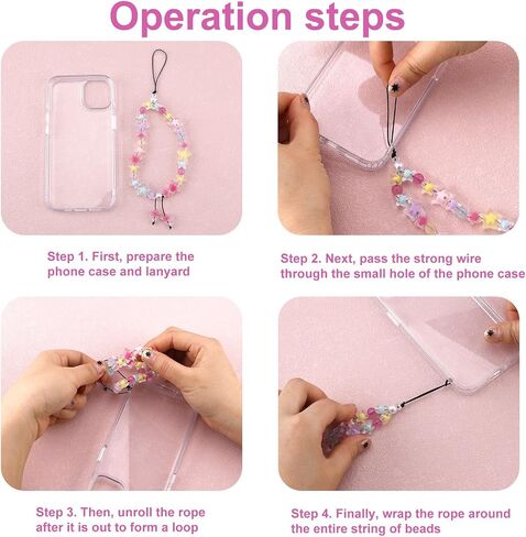 Phone Charms Strap, Star Beaded Star Cell Phone Beaded Wrist Lanyard Wrist Strap Handmade Case Chain String for Women Gifts (Muti-Color) in Saudi Arabia
