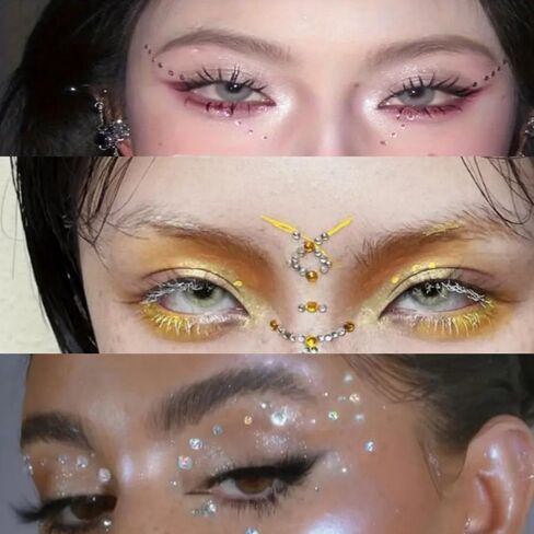 1PC Flash Diamond Stickers for DIY Facial Makeup and Nail Art, Red in Saudi Arabia