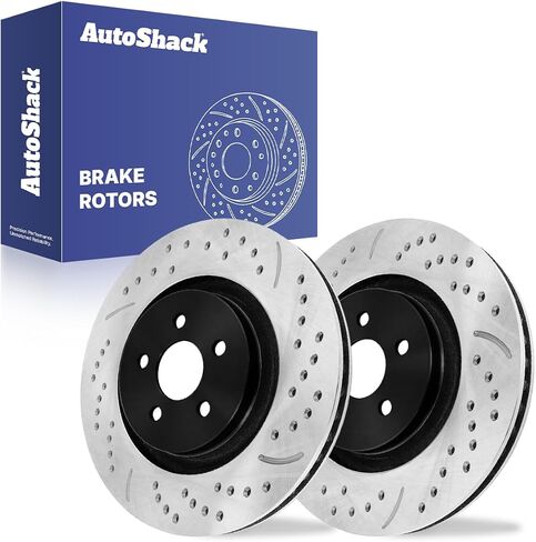 AutoShack Black Hat Drilled and Slotted Brake Rotors Front Brake Rotor Replacement Kit for Ford Fusion 2015-2022 Edge 2016-2018 Lincoln MKX 2017-2020 MKZ Continental 2019-2021 Nautilus AWD PR781997LR in Saudi Arabia