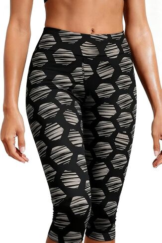 Septangle Women's Swim Bottom Mid Waist UPF 50+ Swimwear Rash Guard Sport Leggings in Kuwait