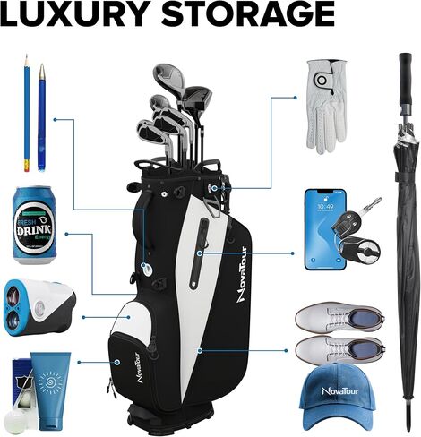 Golf Stand Bag - Lightweight Golf Bag with Stand and 7 Way Dividers, Dual Strap, Waterproof Pocket, Insulated Sleeve, Easy-Lift Handles and Swing-Cam Holder in Saudi Arabia