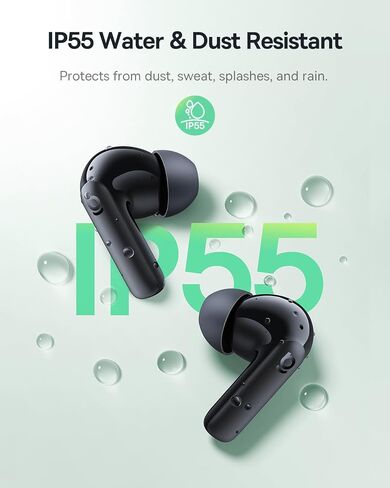 سماعات أذن لاسلكية Baseus Bass BP1 NC Hybrid Active Noise Cancelling، مشغل Super-Bass مقاس 12 مم، وقت تشغيل 41 ساعة، بلوتوث 6.0، مقاومة للماء IP55، 4 ميكروفونات AI ENC، 24 معادل قابل للتخصيص in Saudi Arabia