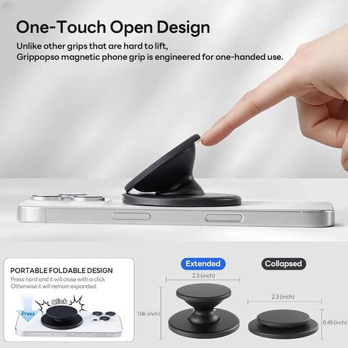 for MagSafe Phone Grip, Magnetic Phone Grip Holder Built-in Phone Stand, Magnetic Collapsible Expandible Phone Grip with Adjustable Kickstand for Portrait or Landscape, Translucent White in Saudi Arabia