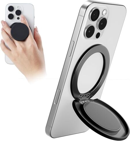 for MagSafe Phone Grip, Magnetic Phone Grip Holder Built-in Phone Stand, Magnetic Collapsible Expandible Phone Grip with Adjustable Kickstand for Portrait or Landscape, Translucent White in Saudi Arabia
