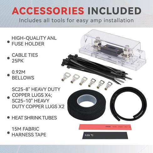 مجموعة أسلاك تركيب مضخم صوت السيارة الكاملة بمقياس 1/0، كابل أنظمة صوت السيارات CCA المتميز مع كابل RCA بقناتين OFC وملحقات كاملة، يجلب الطاقة إلى الراديو ومضخم الصوت ومكبر الصوت، DIY in Kuwait