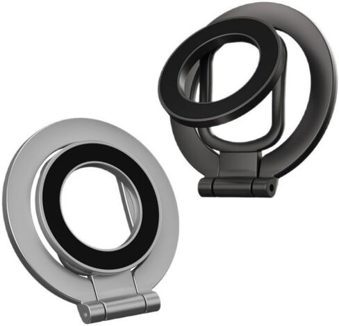Dual Magnetic Phone Ring Stand Desk Holder, Double Sided Magnet Phone Grip Holder Kickstand for Cell Phone, Dual Magnetic Phone Kickstand Grip Desk Stand for Gym Office (Black) in Saudi Arabia