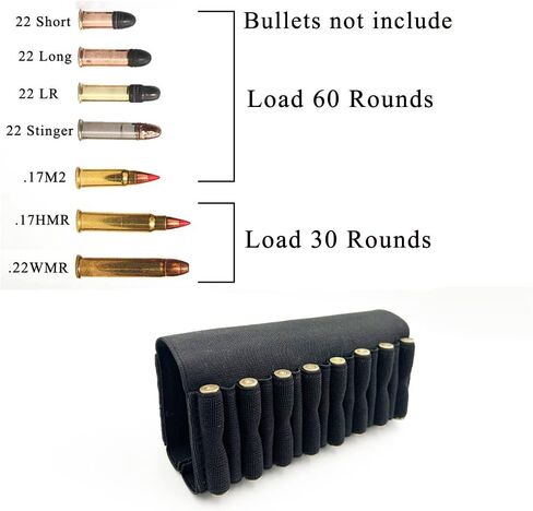 Tactical Buttstock Rifle Shell Bullet Holder Stock Ammo Carrier for .22LR 10/22 .17 5.7x28 .Cal 5.56mm in Saudi Arabia