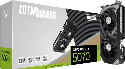 ZOTAC Gaming GeForce RTX 5070 Twin Edge Graphics Card - Black | 12 GB | DLSS 4 | GDDR7 | 192 bit | Dual Fan | SFF Ready | IceStorm 2.0 Advanced Cooling | ZT-B50700E-10P in Kuwait