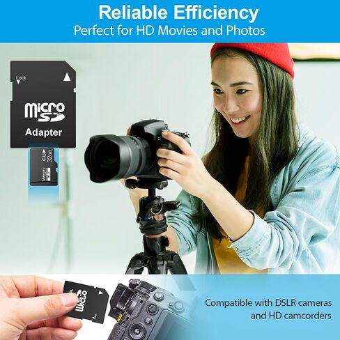Micro SD Card 32GB SDHC V30 U3, Class 10 High Speed Memory Card with SD Adapter for 4K Video Recording, Camera, Action Cam, Drone, Dash Cam in Saudi Arabia