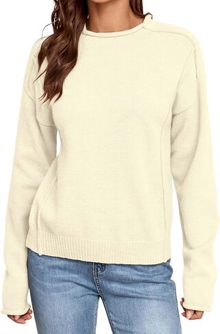 ZAFUL Women's Mock Neck Sweater Long Sleeve Ribbed Knit Basic Cropped Pullover Sweater in Kuwait