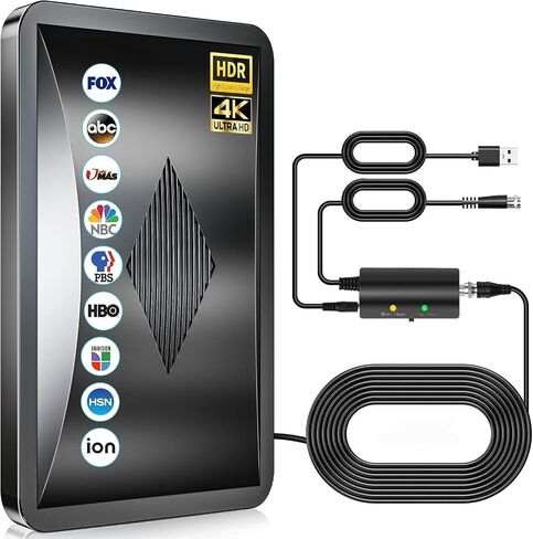 2026 Ultra HD Antenna: 3200+ Mile Range for Local Channels, Supports 8K/4K with Signal Booster & 25FT Cable. Indoor/Outdoor Use for All Smart TVs. in Saudi Arabia
