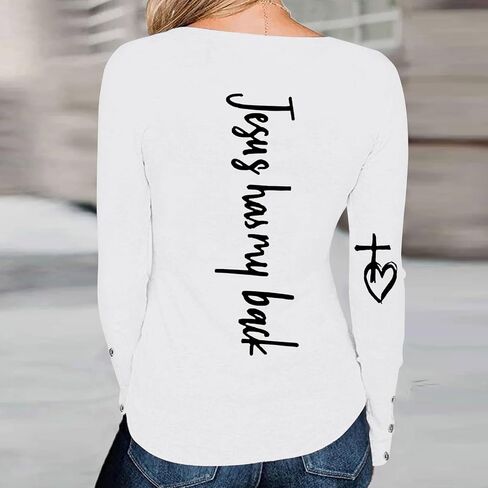 Women Waffle Knit Henley Shirts Long Sleeve Round Neck Casual Slim Fit Thermal Button Up Tunics Tops in Saudi Arabia