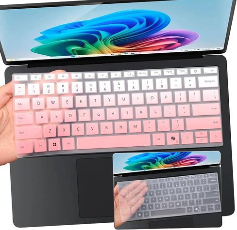 2 PCS Keyboard Cover for 2024 Microsoft Surface Laptop 7(7th Edition Copilot+ PC) 13.8 & 15 inch US Layout Keyboard Skin-OPink+Clear in Saudi Arabia