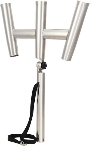 Mojiate 3 Tube Rod Holder-Stainless Steel Trident Outrigger Stylish-Tree Triple Rod Holder Adjustable Silver Kite Fishing Mount 3-Rod Racks for Boat, Ship, Yacht in Kuwait