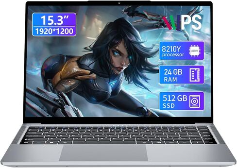 كمبيوتر محمول للألعاب 2025، كمبيوتر محمول مقاس 15.3 بوصة، شاشة FHD IPS 1200 بكسل، كمبيوتر محمول للألعاب i5-8210Y (يصل إلى 3.6 جيجا هرتز) لذاكرة وصول عشوائي 24 جيجابايت و512 جيجابايت SSD، كمبيوتر محمول Win 11 Pro مع BT5.0 Wi-Fi5، كمبيوتر محمول لطلاب الأعما in Kuwait