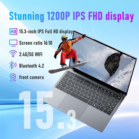 كمبيوتر محمول للألعاب 2025، كمبيوتر محمول مقاس 15.3 بوصة، شاشة FHD IPS 1200 بكسل، كمبيوتر محمول للألعاب i5-8210Y (يصل إلى 3.6 جيجا هرتز) لذاكرة وصول عشوائي 24 جيجابايت و512 جيجابايت SSD، كمبيوتر محمول Win 11 Pro مع BT5.0 Wi-Fi5، كمبيوتر محمول لطلاب الأعما in Kuwait