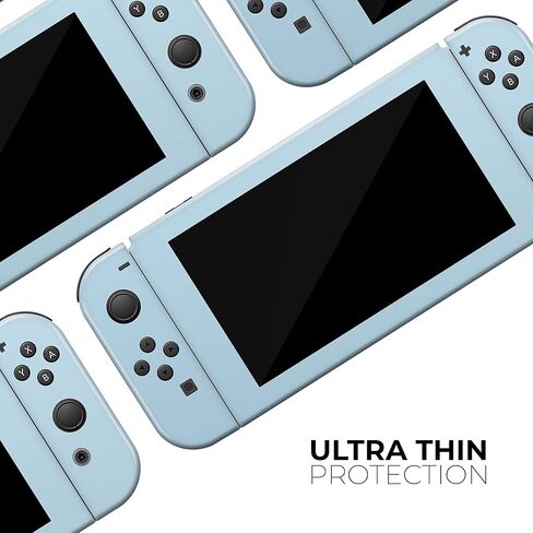Design Skinz - متوافق مع وحدة تحكم Nintendo Switch OLED + Joy-Con - غطاء حماية من الفينيل قابل للإزالة ومقاوم للخدش - لون أزرق فاتح in Saudi Arabia