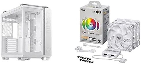 ASUS TUF Gaming GT502 White ATX Mid-Tower Computer Case + TUF Gaming TF120 ARGB White Edition (3-Pack) 3-Pin Customizable LEDs Blade in Saudi Arabia
