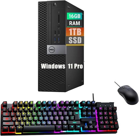 Dell Optiplex 3050 SFF PC Desktop, Quad Core i5-7500 3.4GHz up to 3.8GHz, 1TB SSD, 16GB DDR4, Keyboard and Mouse, USB BT + WiFi, Support 4K, Windows 11 Pro 64-bit (Renewed) in Saudi Arabia