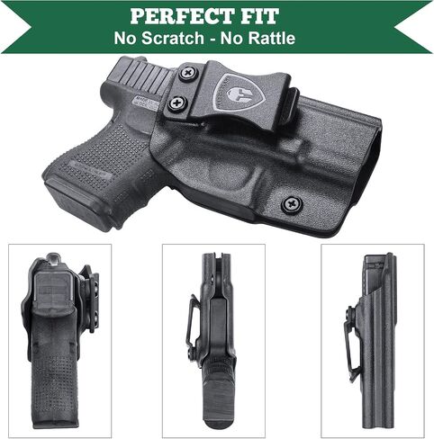 حافظة Glock 26/27/33 - غير مناسبة لـ Glock 27/33 Gen 5، IWB Kydex Holster Fit: Glock 26 Gen (3-5) & Glock 27/33 Gen (3-4) مسدس، حافظة حمل مخفية داخل حزام الخصر، Adj. غير قادر & بوسي انقر فوق الاحتفاظ in Kuwait