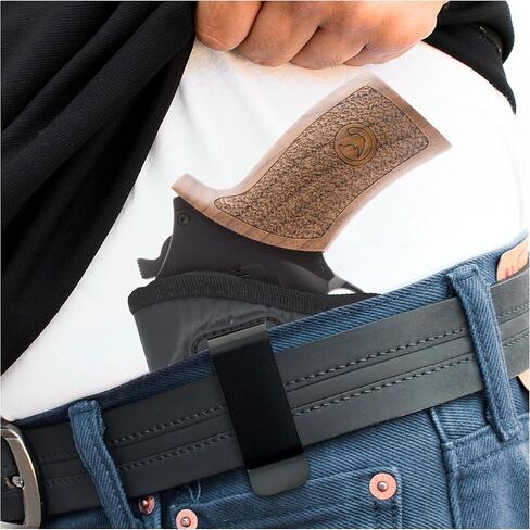 حافظة مسدس هيوستن IWB من هيوستن - جلد صديق للبيئة ناعم للحمل - جزء داخلي من الجلد السويدي لتوفير أقصى قدر من الحماية - يناسب: Rhino Rev 60DS, 357 MAG/6'' BBL (CHP 61R6)، أسود in Kuwait