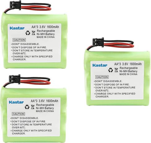 Kastar 3 عبوات AA*3 3.6 فولت 1600 مللي أمبير MSM Ni-MH بطارية قابلة للشحن لباناسونيك النوع 1 P-P501 PP501 P-P501A PP501A P-P501PA P-P504 PP504 P-P508 P-P508A P-P510 P-P510A PP510A، PQP60AAF3G2 PQP85AA3A in Saudi Arabia