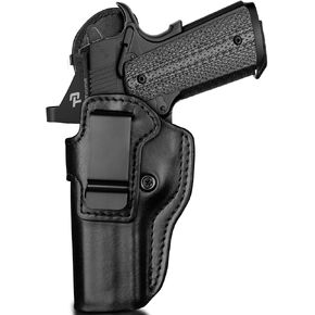 حافظة جلدية IWB لعام 1911 مقاس 5 بوصات و4.25 بوصات و4 بوصات مع سكة ​​وبدون سكة، وحمل مخفي جاهز للبصريات، متوافق مع Kimber، Colt، Tisas، S&W، Springfield، Ruger، Remington & More، أسود، يمين/يسار in Kuwait