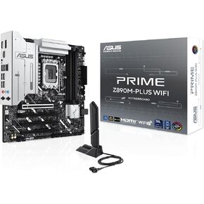 ASUS PRIME Z890M-PLUS WIFI: Intel Z890 LGA1851 DDR5 8400 DP HDMI Type-C 3x M2 USB3.2 WiFi 7 + BT AURA RGB 2.5Gbit LAN mATX 10+1+2+1 Power Stages, AI Technology, GlideX Motherboard in Kuwait